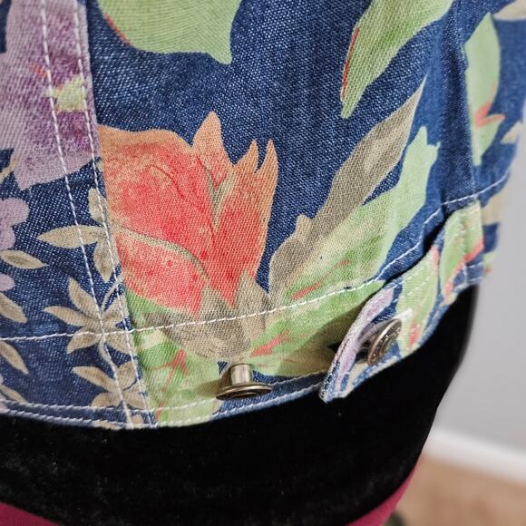 Floral Print Button Front Cotton Shacket Lightweight Jacket by Sag Harbor Small - Picture 11 of 14